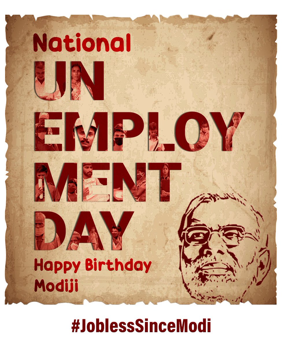Today will be remembered as one of the most disastrous day in Indian history, as the world is is going to recognise as Surender's birthday is India's #NationalUnemploymentDay It's a honest suggestion for him to resign, retire and head to the caves
#NationalUnemploymentDay 17-9-20