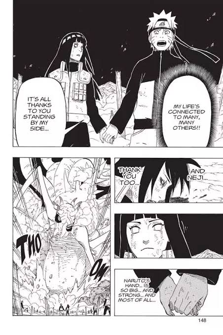 "Naruto's hand is big bla bla." I know this panel attracts a lot of haters. However, Masashi Kishimoto explained in Retsu no Sho like this ...