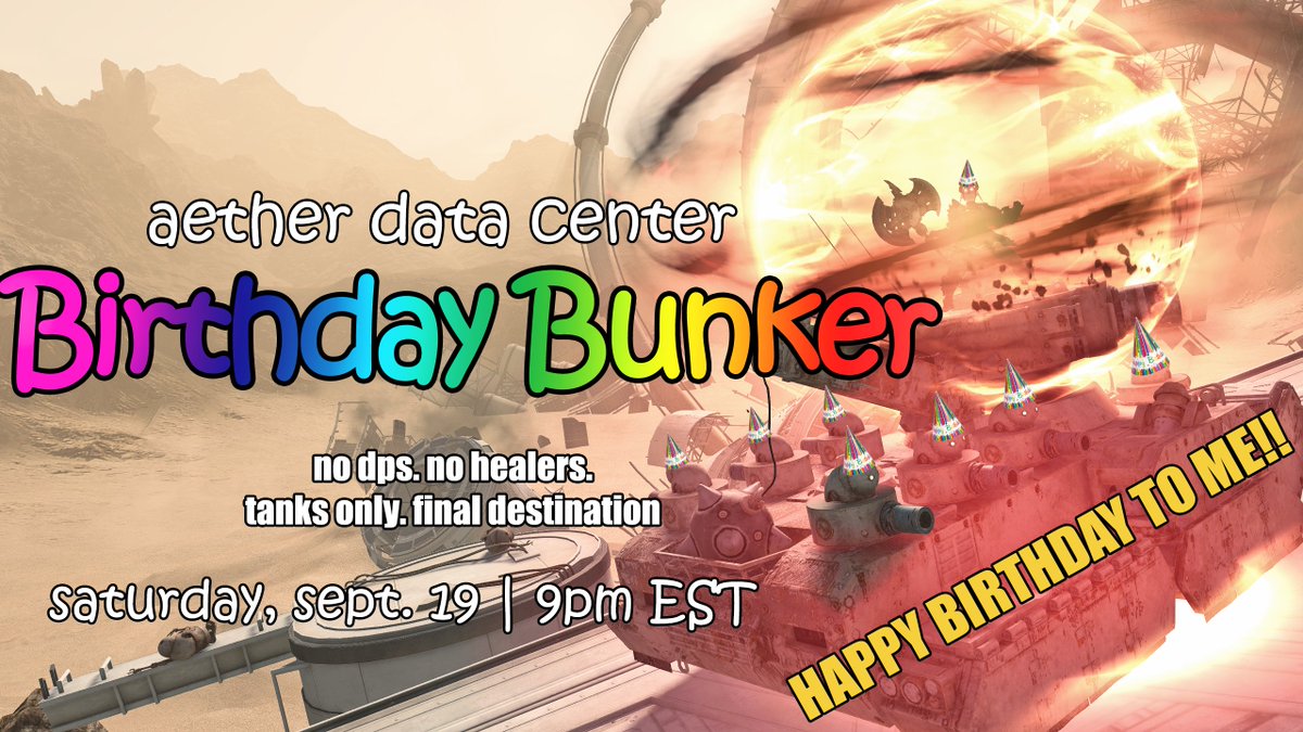holyspamming's tweet photo. HEY. IT'S MY BIRTHDAY ON SATURDAY AND I WANNA SMASH EVERYTHING IN THE PUPPET'S BUNKER WITH A TANKS ONLY RUN.

WANNA GO APESHIT WITH ME, AETHER DATA? 

PUT YOUR NAME DOWN ON MY SIGN UP SHEET AND LET'S WRECK STUFF ON SAT, SEPT. 19 AT 9PM EST!!

https://t.co/sr68e4W1yV https://t.co/LuGXJoAZMQ