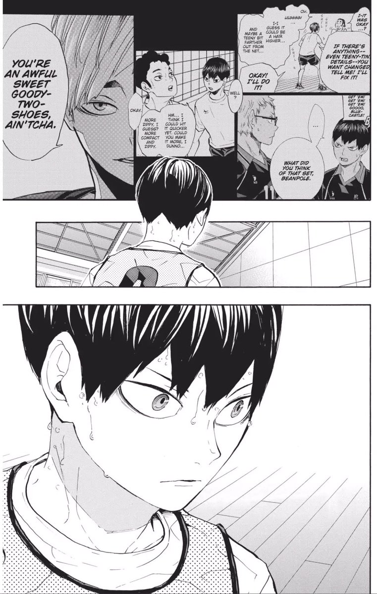 look at the connections! where would we be without ukai keishin? but i think what’s important here was atsumu dragging kageyama’s true self out of him with that one line. atsumu seeing how kageyama could be more and how he destroyed himself out of fear of repeating what happened