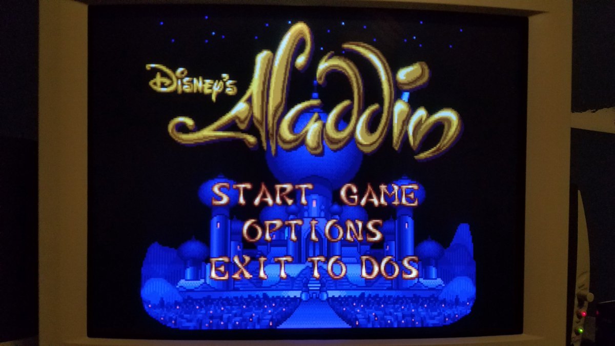 Sega Genesis Aladdin has a DOS port. It's got some nice sampled music but the quality is a bit crushed.