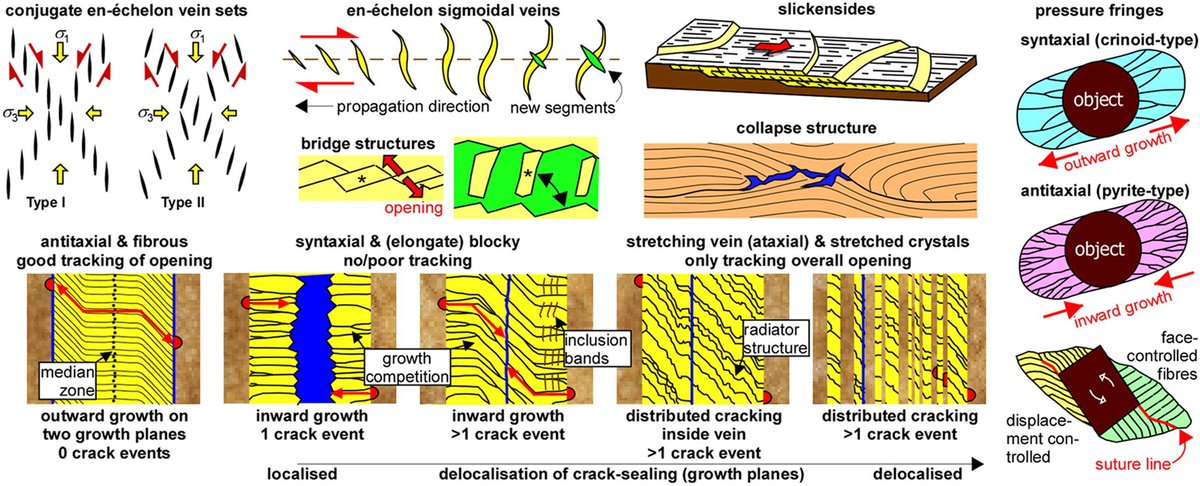 Vein formation: Microstructures in quartz can be used to trace formation of veins and formation conditions. See;- Cox, 1987- Ankit et al., 2015- Bons et al., 2012- Wilson et al., 2008(Image: Bons et al., 2012)