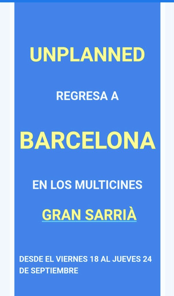 DAVbcn's tweet photo. #Unplanned regresa a #Barcelona
Una historia basada en hechos reales que no te dejará indiferente.

Es la historia de @AbbyJohnson que te ayudará a despertar a la realidad de la vida.

¡Nos vemos!

Gran Sarrià Multicines
Desde el jueves 18 de septiembre al viernes 25
@Grup_Balana https://t.co/fsHm2YaiCe