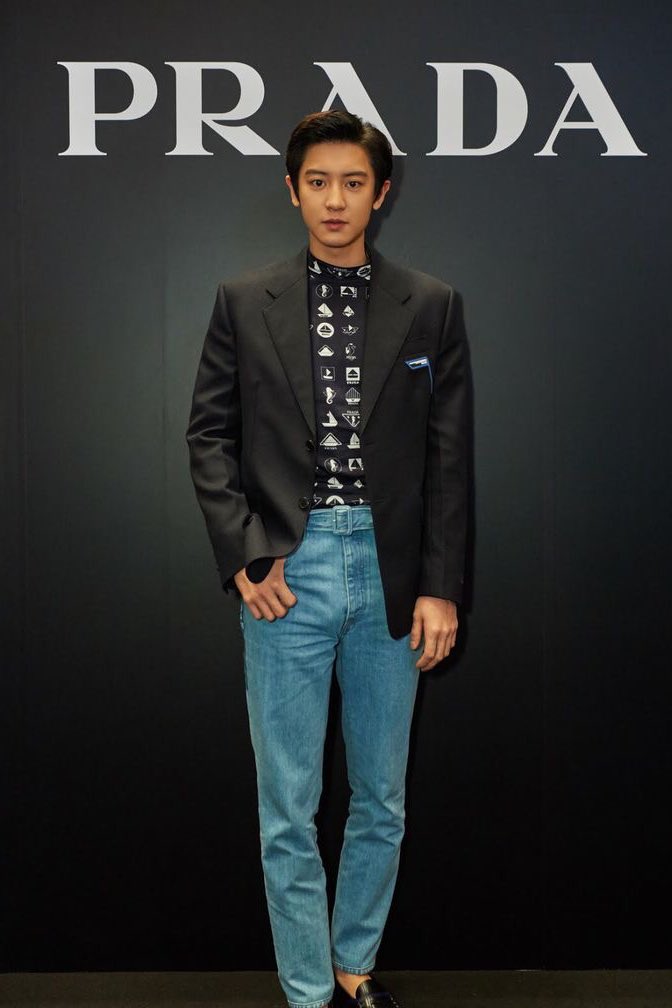 chanyeol for prada and tommy hilfiger