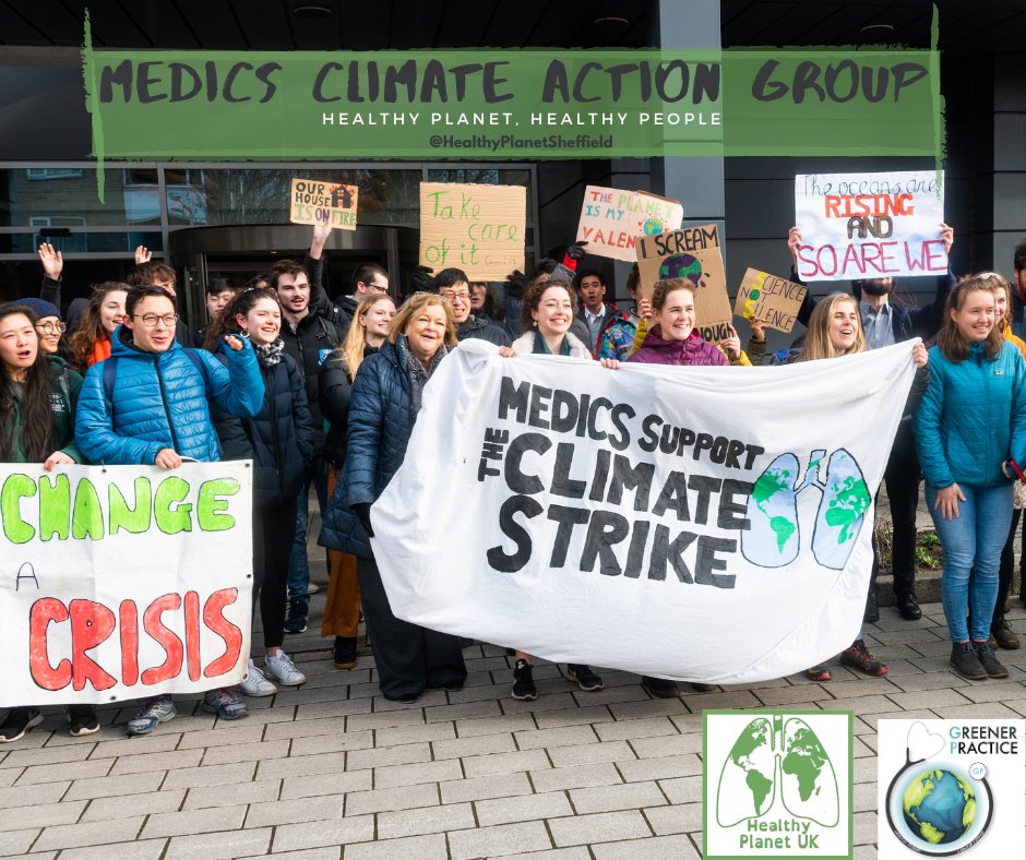 Healthy Planet Sheffield (Medics Climate Action Group) work with the Medical School to improve sustainability, increase relevant teaching and promote climate action. 
We are looking for more students to get involved. Check out our Facebook page for more info!🌱#Welcome2020