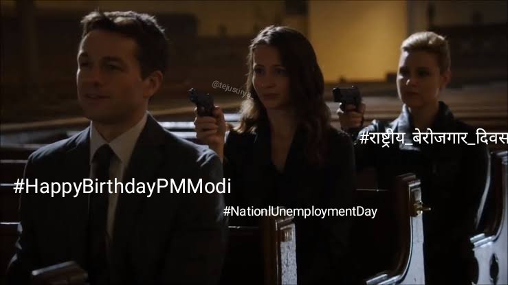 Tejusurya_'s tweet photo. Trending hashtags today 😂

#HappyBirthdayPMModi
#NationlUnemploymentDay
#राष्ट्रीय_बेरोजगार_दिवस https://t.co/6B0n1onfDK