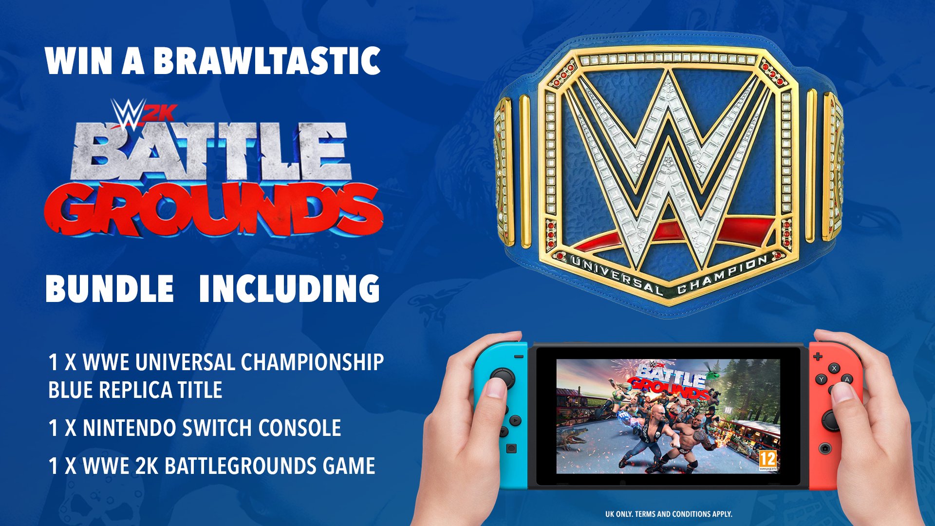 Wwe Uk Fancy Winning A Nintendo Switch A Copy Of Wwe2kbattlegrounds And A Universal Championship Blue Replica Title To Enter Follow Us And 2k Uk Rt This Post Reply With