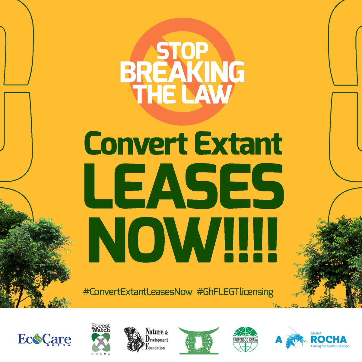 We call on the Forestry Commission, MlNR, and the Parliament of Ghana to undertake their respective responsibilities as mandated by law and convert extant leases to allow for successful issuance of FLEGT license before the end of 2020.
#ConvertExtantLeasesNow  #GhFLEGTLicensing