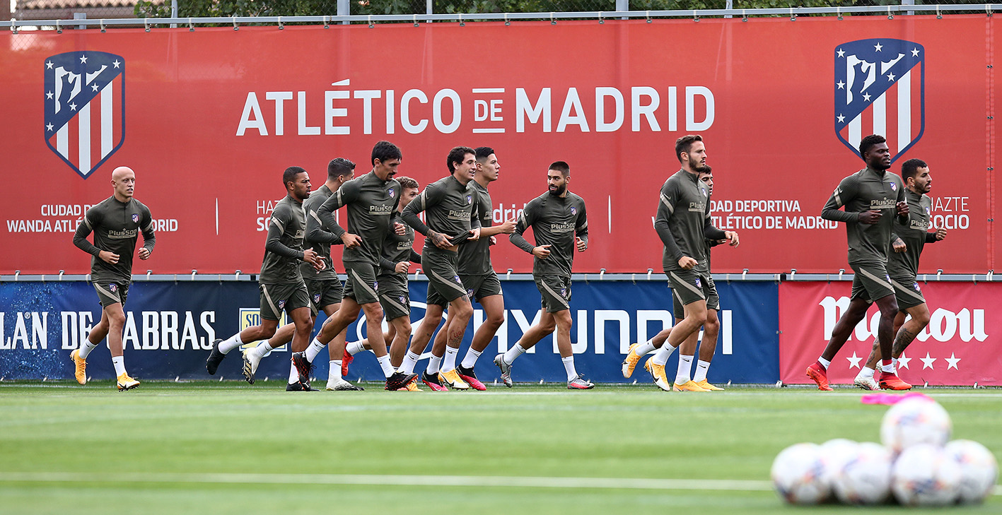 Los jugadores del Atlético de Madrid, en la sesión de este jueves (Foto: ATM).