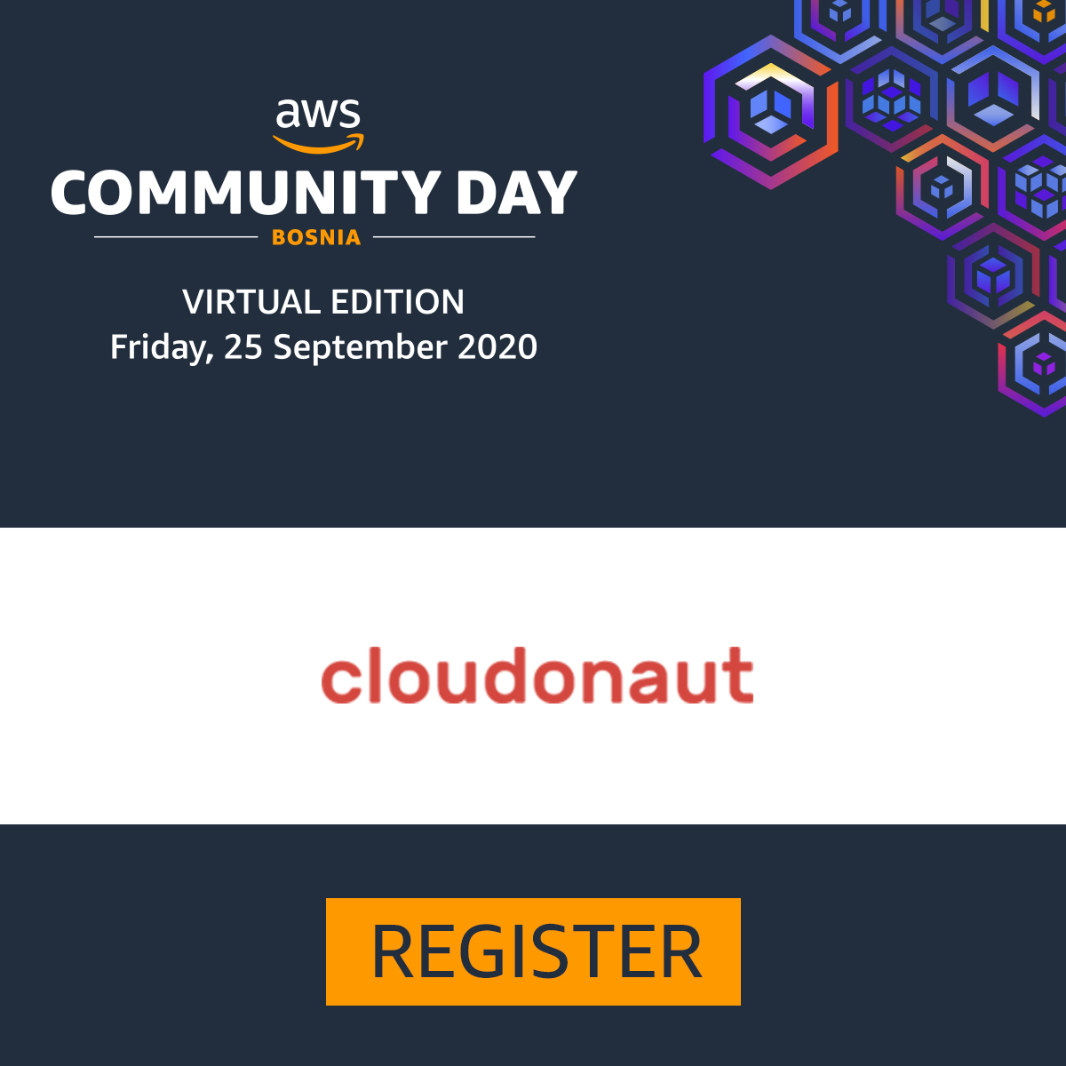 AWS Community Bosnia ☁️ 🇧🇦 ☁️ (@awsbosnia) on Twitter photo A massive #thankyou to cloudonaut for #sponsoring the #AWSCommunityDay Bosnia 2020.
Learn more about these fantastic fellas 👉cloudonaut.io
❗️Don't forget to register!
<a href="/hellomichibye/">Michael Wittig</a> <a href="/andreaswittig/">Andreas Wittig</a> #sponsor #sponsors #thanks #event #community #conference #AWSBosnia A massive #thankyou to cloudonaut for #sponsoring the #AWSCommunityDay Bosnia 2020.
Learn more about these fantastic fellas 👉cloudonaut.io
❗️Don't forget to register!
<a href="/hellomichibye/">Michael Wittig</a> <a href="/andreaswittig/">Andreas Wittig</a> #sponsor #sponsors #thanks #event #community #conference #AWSBosnia