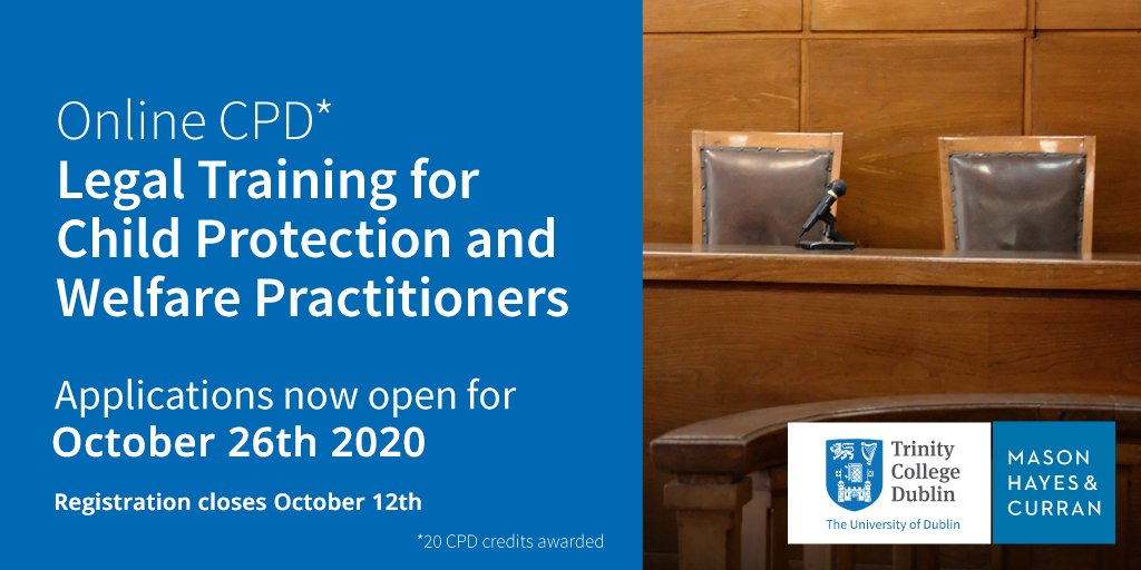 How do the roles of child protection and welfare practitioners fit into the current legal framework? Discover more with @tcddublin's online CPD course. #cpd #childprotection Begins 26th October, registration ends 12th October. bit.ly/2B9JqnN
