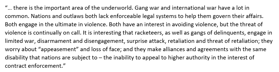 2/ Domestic Leb politics is probably better understood using the tools we have for analyzing anarchic systems, which govern relations between States or... between gangs. It is a system without a "higher authority" to enforce agreements and comes with its own rules of the game.