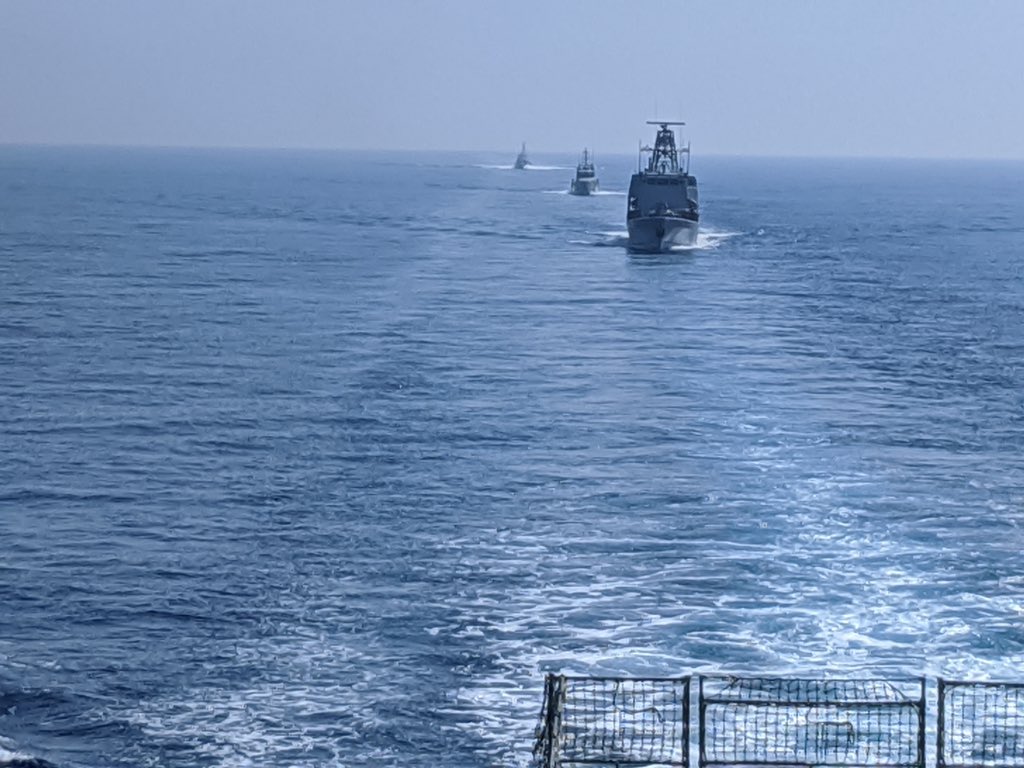 HMSTrent's tweet photo. Thank you to the @CypriotNavy for an excellent day of training exercises.
Not only was this the first ever Royal Navy - Cypriot Navy Passage Exercise, but also the first ever Replenishment at Sea (“RAS”) conducted by a batch 2 OPV.
#FormationNavy #NATO https://t.co/HbjwhIu8iH
