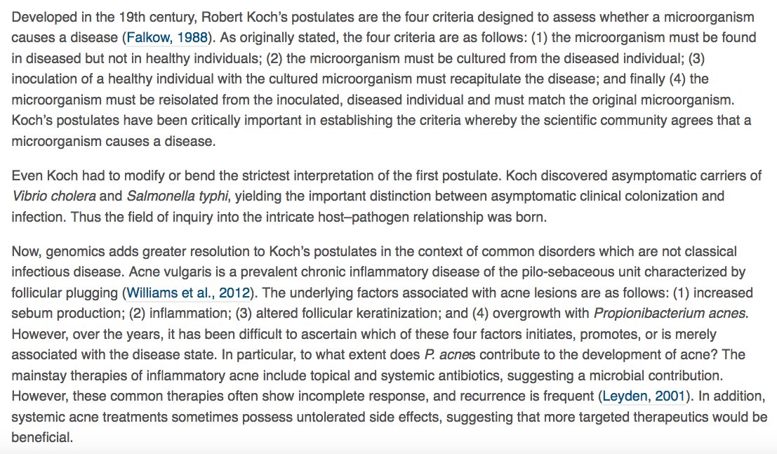 276) “Koch discovered asymptomatic carriers of Vibrio cholera and Salmonella typhi, yielding the important distinction between asymptomatic clinical colonization and infection. Thus the field of inquiry into the intricate host-pathogen relationship was born.”