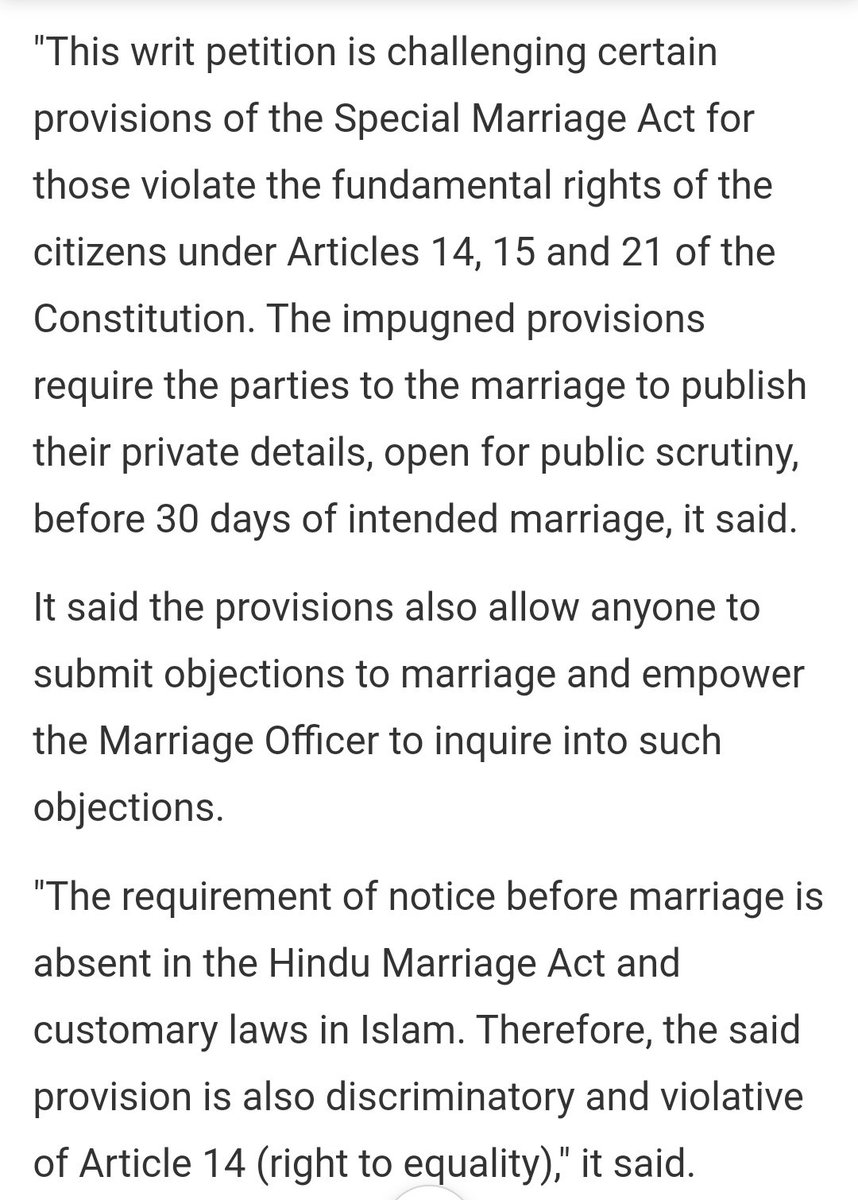 Chief Justice of India, in response to a plea for right to privacy of couples marrying under Special Marriage Act (defying parental disapproval, caste/faith barriers), says parents have a right to know where their offspring have fled. Heard of rampant honour crimes your Honour?