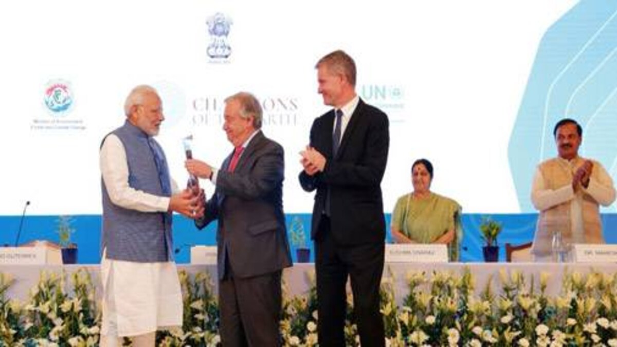 - In October 2018, Narendra Modi received UN's highest environmental award, the 'Champions of the Earth' for policy leadership by “pioneering works in championing” the International Solar Alliance and “new areas of levels of cooperation on environmental action”.