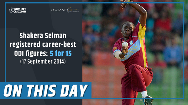 #OnThisDay in 2014, @selman_shakera picked her ODI best 5/15

☝️ Sam Curtis
☝️ Sara McGlashan
☝️ Amy Satterthwaite
☝️ Sophie Devine
☝️ Katie Perkins

💪 Best figures for @windiescricket seamer
💪 Best for 🏝️ v 🇳🇿

🇳🇿 69 all out - 2nd lowest v 🏝️, 4th lowest overall

@UrbaneJets