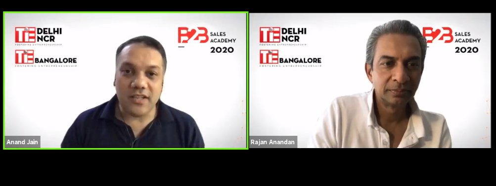TiEDelhi's tweet photo. Key remarks by @helloanand during the B2B Sales Academy curtain raiser: 
-Before COVID and Post COVID digital transformation has changed. Everything is virtual. 
-Some of the verticals that we sell to thrived during this pandemic. 
-Ramping up the sales people was most difficult. https://t.co/SIVgxwHCJc