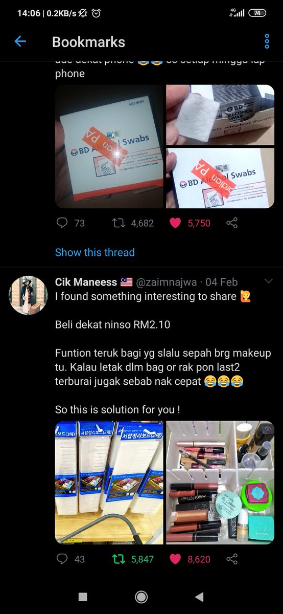 I even bookmark my own thread sbb nak rt balik dari masa ke semasa sbb maybe ada yang baru follow. So boleh share dekat follower2 baru.