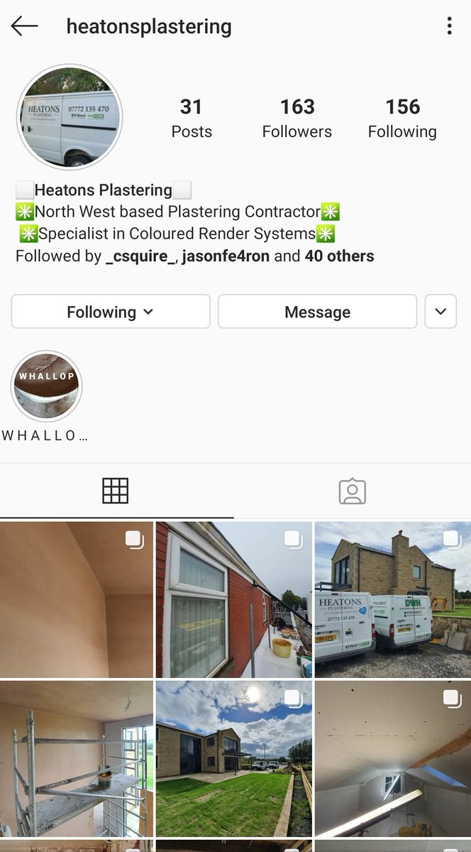 Good Morning all!! Any of our great followers use Instagram? If so please Follow us there @Heatonsplastering it would be massively appreciated!!!!