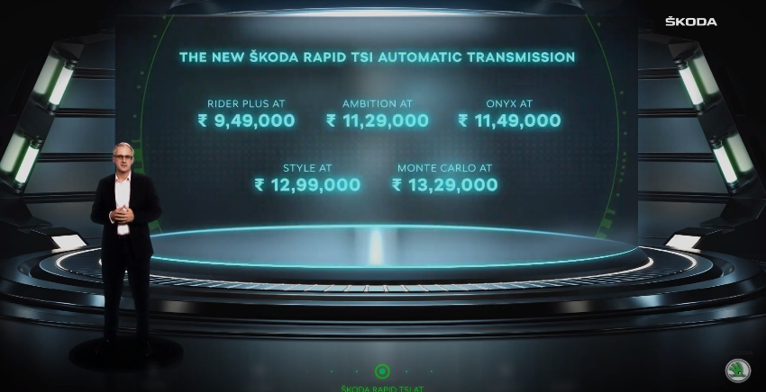 drivespark's tweet photo. Here are the complete variant-wise prices of the newly launched @SkodaIndia Rapid AT sedan. The Rapid AT is avaliable in five varaints and is priced between 9.49 lakh and 13.29 lakh, ex-showroom (India).
#SkodaRapidAT #SkodaIndia #RapidAT @Zac_Hollis_ https://t.co/J96tFsAA2H