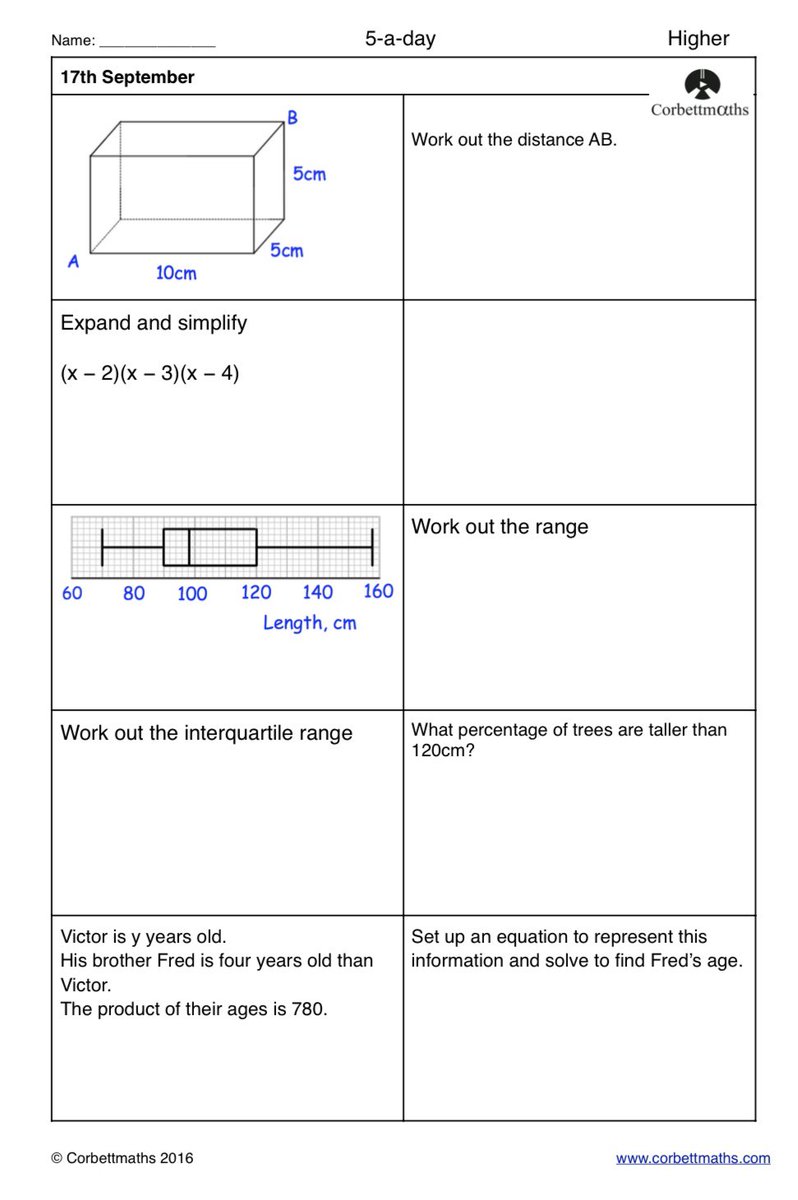 Corbettmaths's tweet photo. Studying for Higher GCSE Maths? Try today's Foundation Plus, Higher &amp; challenging Higher Plus #maths5aday answers: https://t.co/Ms56qEyp17 https://t.co/VQZIj9w6aD