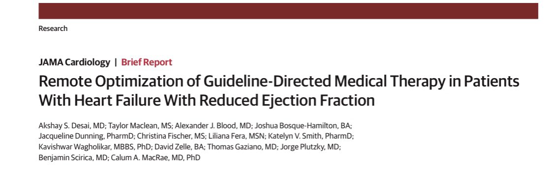 Remote algorithm-driven, navigator-administered medication optimization program could enhance implementation of GDMT in HFrEF? 👥1028. 197 in the 💊 optimization program ⌛️3 months➡️👥 in 💻intervention ⬆️ from baseline in use of RAASi & β-blockers ❌not MRA @secardiologia