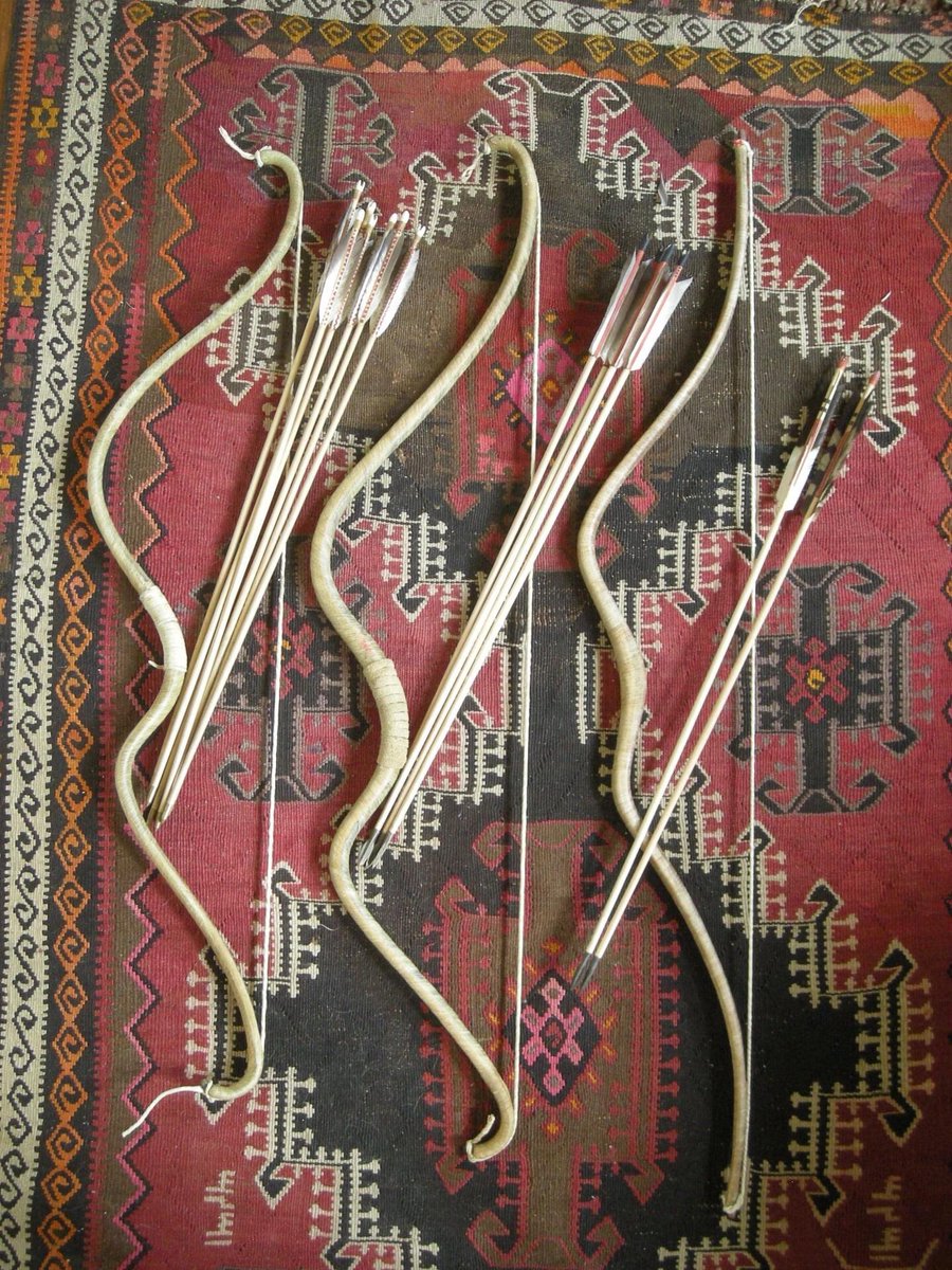 Check out these beauties made by master bowyer Jack Farrell. Saka/  #Scythian composite bows, all natural materials, with authentic core construction and a deer rawhide string. http://www.patreon.com/eranudturan 