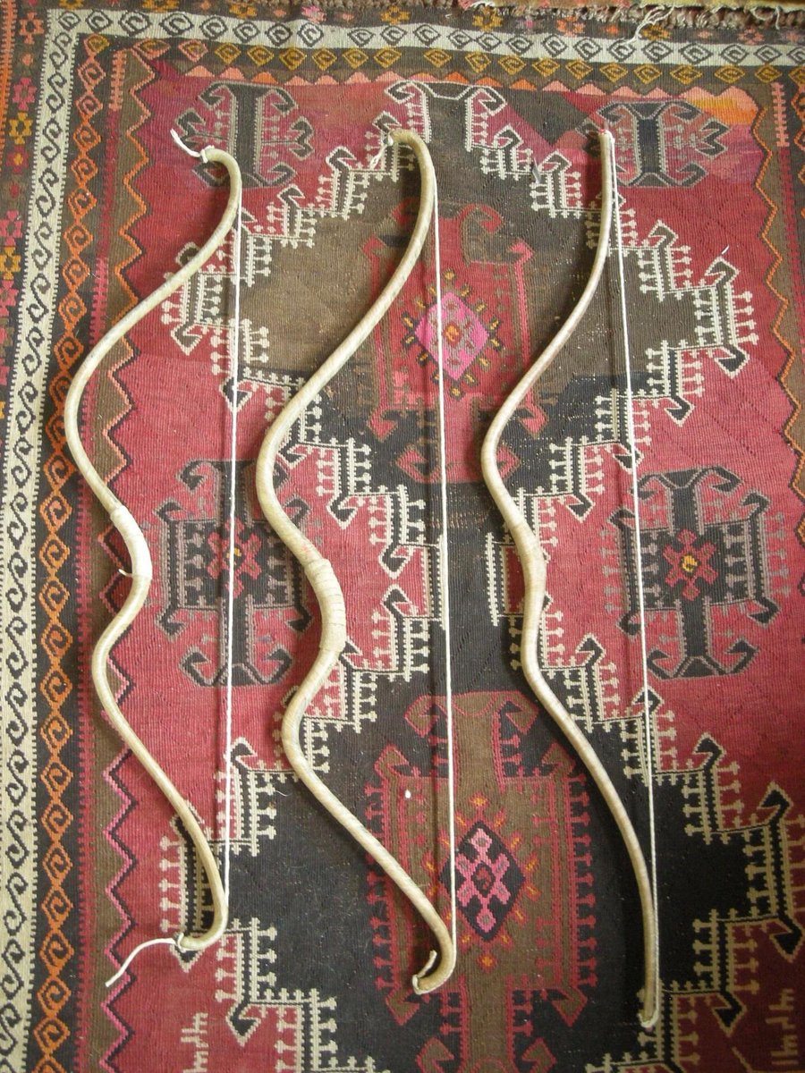 Check out these beauties made by master bowyer Jack Farrell. Saka/  #Scythian composite bows, all natural materials, with authentic core construction and a deer rawhide string. http://www.patreon.com/eranudturan 