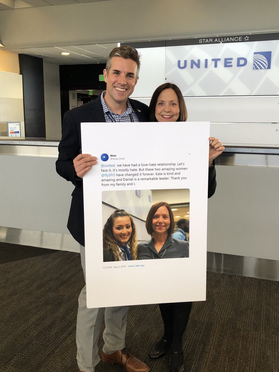 This was the most amazing day ~ just a short year ago !  
I still can not comprehend Jon’s &amp; Vinny’s gracious act of gratitude. Who has time to have a poster made !!! Thank you Jon 
&amp; Vinny for making us feel so special 💙✈️💙 !
You both truly changed the heart of United SFO!