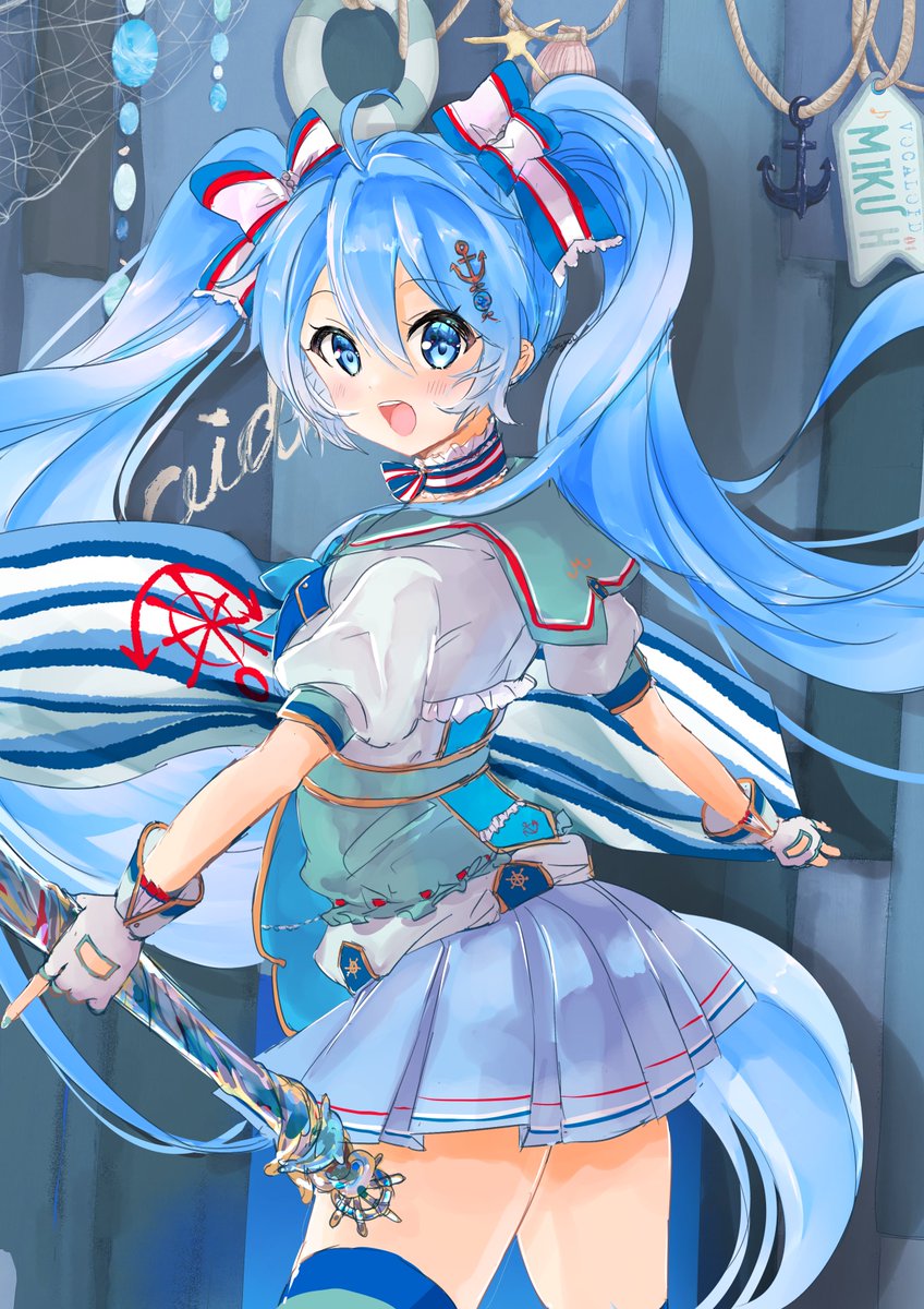 初音ミク 「息抜きにマリン仕様ミクちゃん! 」|蒼巳生姜⚓深谷市イラストレーターのイラスト