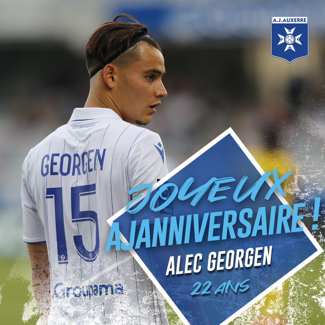 AJA's tweet photo. 🎂 Alec #Goergen fête aujourd'hui son premier #AJAnniversaire en bleu et blanc 💙
Arrivé dans l'Yonne au début de l'été, le latéral droit a 22 ans. #HappyBirthday Alec 🎉 https://t.co/o3qA2pamMC