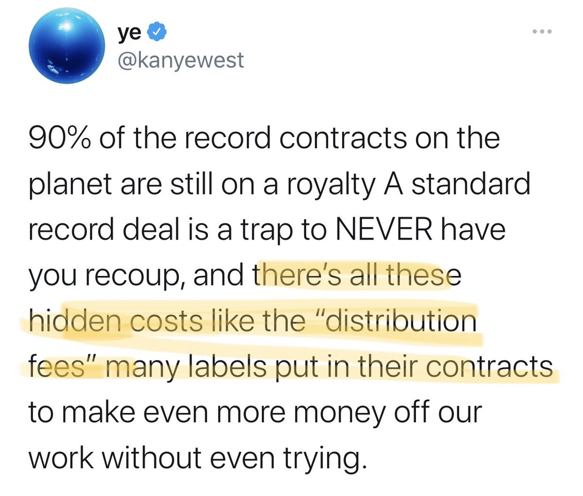 Kanye has been in a P&D (pressing and DISTRIBUTION) agreement with the label since 2012 but talmbout hidden distribution fees in 2020?This is y’all’s man?
