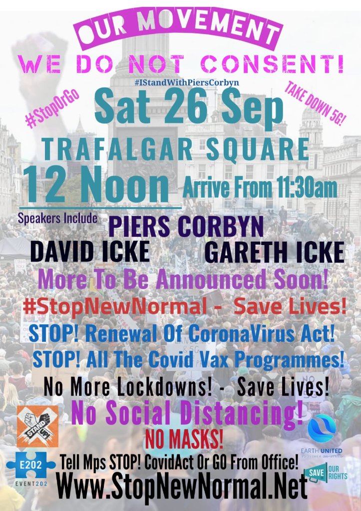 Piers_Corbyn's tweet photo. COME! BRING MORE!
#OurMovement BIG #BuildSep26 RALLIES  #PiersCorbyn+more 12pm
*Fri18th TRURO
*Sat19th  PORTSMOUTH

Piers says "We're winning thanks to our WOW CovidTruthTour +YOU. Since Sep5 I spoke FAB rallies Sheffield Cardiff Birmingham Leicester Liverpool DowningSt
cont.. https://t.co/4SSMOvsuRl