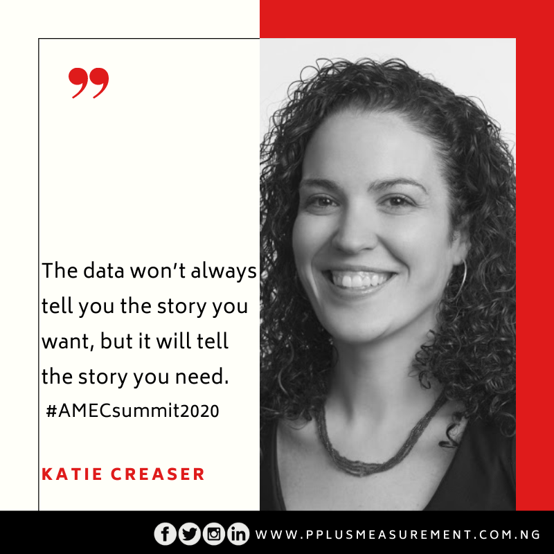 pplusmeasure's tweet photo. #MeasurementThursdayQuote

“The data won’t always tell you the story you want, but it will tell the story you need.” – @ksafreyKatie Creaser  #AMECSummit .

You can catch up other quotes from the event here: - https://t.co/2E74xnGQea

 #EvaluatePR https://t.co/50qhzSmLL8