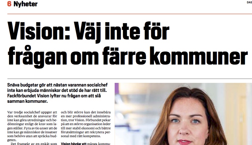 Intressant förslag från <a href="/vision_fack/">Vision</a> . Skulle dessutom stärka många kommuners kompetens och kraft att upphandla. Och minska risken för den småkommunala förbannelsen: Att ALDRIG kopiera ett vinnande koncept från grannkommunen. <a href="/dagenssamhalle/">DAGENS SAMHÄLLE</a> <a href="/CisGran/">Cecilia Granestrand</a>