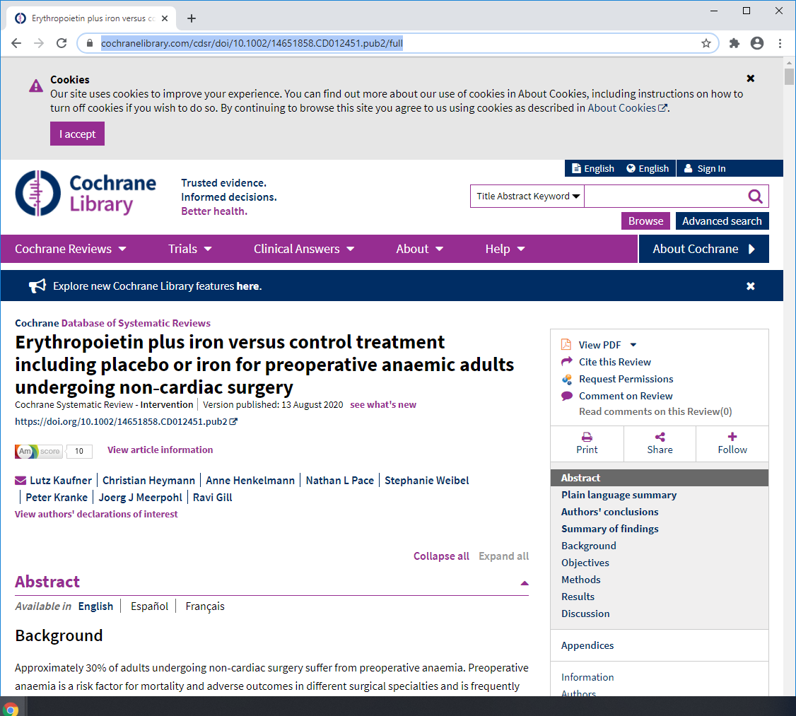 Proud to mark World Patient Safety Day
Check out our latest Cochrane Anaesthesia review
cochranelibrary.com/cdsr/doi/10.10…
