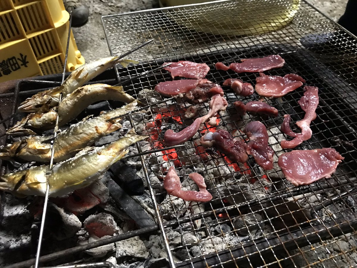 熊野ログ 紀伊半島の真ん中暮らし 熊野古道中辺路の入り口 滝尻の民宿あんちゃんで 鹿肉 猪肉 鮎塩焼きいただきました qなのに揚げ油 と思ったら アマゴの素揚げをポン酢で 激ウマ