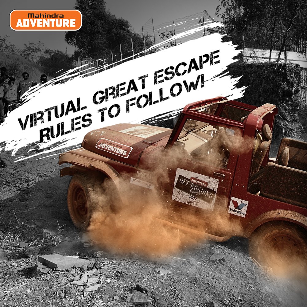 MahindraAdvntr's tweet photo. Show us your #adventurous side; participate in our #VirtualGreatEscape contest. Send us the most thrilling videos with your Mahindra SUV and win exclusive merchandise.
Don’t forget to keep these terms and conditions in mind!

#MahindraAdventure #VirtualGreatEscape https://t.co/7siKJ4XccR