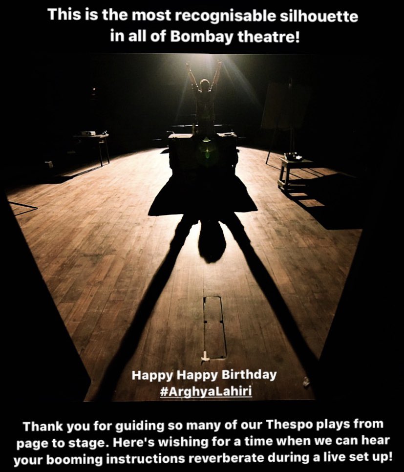 Happy Birthday #ArghyaLahiri 
Thank you for guiding so many of our Thespo plays from page to stage. Wishing for a time when we can hear your booming instructions reverberate during a live set up!
PC - Magic Hour: The Deryck Jeffereis Lighting Workshop at #Thespo21 
<a href="/thespoindia/">Thespo</a>