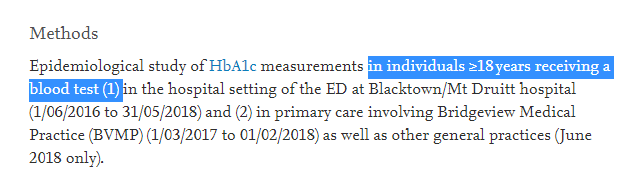 7/n I have used this method in the past to look at the burden of diabetes in-hospital and GP clinics - we looked at people who were already getting blood tests, and added one extra test for diabetes (and science!)  https://www.sciencedirect.com/science/article/abs/pii/S0168822718318862