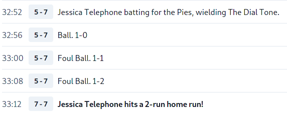 .@jesstelephone's first plate appearance in Season 7: a 2-run home run