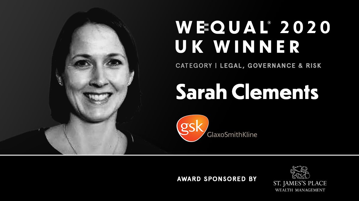 WeQualGlobal's tweet image. Congratulations to Sarah Clements 
@GSK - Winner of the  Legal, Governance &amp;amp; Risk Category.

WeQual judge, Zoran Bogdanovic, Chief Executive Officer at Coca-Cola HBC said:

“Sarah is purpose-driven and business-focused. She is humble yet courageous, with an inquisitive mindset”