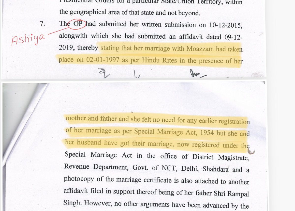 HC directed U’khand caste scrutiny committee to check her caste status. She told the committee that when she married Moazzam in 1997, it was as per Hindu rites at home & they didn’t register their marriage then. She said she has done it now, in 2019, and submitted the document