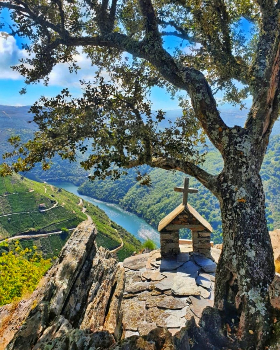 Petiscosgalegos's tweet photo. A más de 600m de altura ( 400 sobre el #RíoSil), en #SanMartiñodeDoade, #Lugo, donde antiguamente se asentaba un poblado castreño y al lado de la capilla en honor a #SanAmaro, nos encontramos el mirador #PenadoCastelo #RibeiraSacra #Galicia #VisitaGalicia #Spain #VisitSpain https://t.co/nqiApshrzj