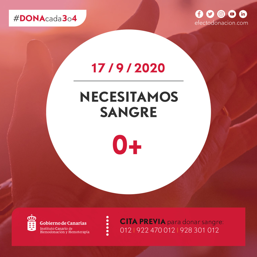 ichhCanarias's tweet photo. 🔴 Aviso a donantes en #Canarias 🔴 Necesitamos sangre de todos los grupos, especialmente O+ 
🩸 Si puedes, #DonaSangre Si no puedes, haz RT
📲 Pide cita llamando al 012 | 922 470 012 | 928 301 012 de 10 a 20h 
🩸 ¿Cuándo fue la última vez que donaste? #DONAcada3o4 https://t.co/vrTXhd8ojh