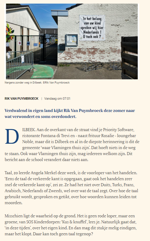 .<a href="/GemeenteDilbeek/">Gemeente Dilbeek</a> en <a href="/Kinderdorpen/">SOS Kinderdorpen BE</a> in één artikel? Dat moet wel een sterk stuk zijn, in <a href="/tijd/">De Tijd</a> dan nog! Blij dat de woorden van SOS Kinderdorpen je zo konden inspireren, @PuymbroeckRik. Zag je ook de woorden "Zonder liefde kan een kind niet groeien"? #kusenknuffel