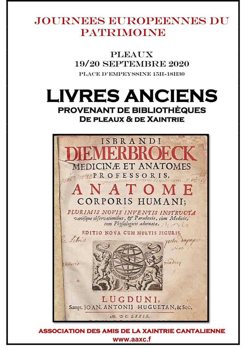 AAXC_15's tweet photo. 19 &amp; 20 septembre 2020 – 15h00 – 18h30 – Pleaux - Place d’Empeyssine : #exposition de #livres anciens #JEP2020 #Pleaux #Xaintrie #aaxc https://t.co/xiNkjcmek2