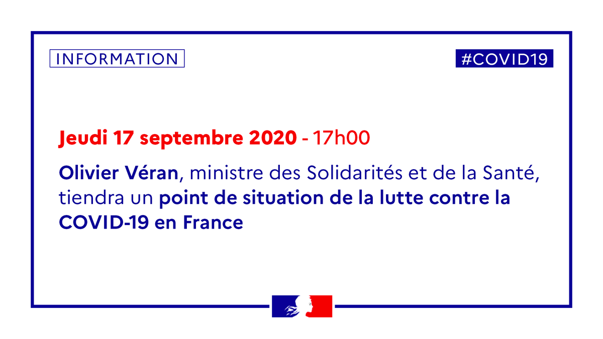 Sante_Gouv's tweet photo. [#COVID19] À partir de 17h00, suivez le point hebdomadaire du ministre @OlivierVeran sur la stratégie de lutte contre le #Coronavirus. https://t.co/u3S2w01m1u