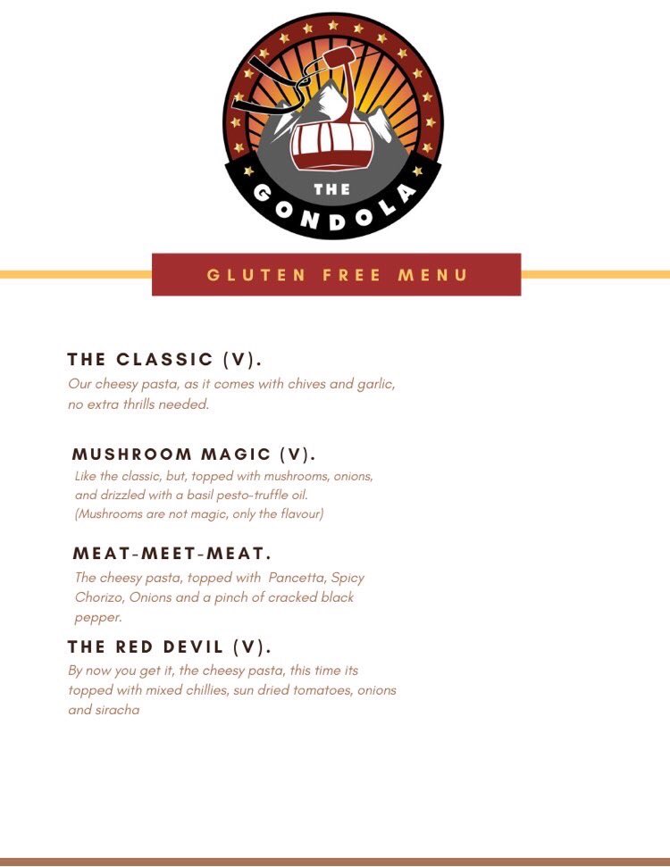 GRUB (@grubmcr) on Twitter photo 🍝#GFAF MENU DROP🍝
Here’s what <a href="/GondolaFood/">The Gondola - Street Food</a> have for you tonight!
All gluten free, all amazing! 🍝#GFAF MENU DROP🍝
Here’s what <a href="/GondolaFood/">The Gondola - Street Food</a> have for you tonight!
All gluten free, all amazing!